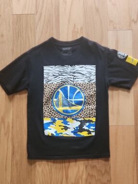 Express Kids Black Blue & Yellow Golden State Warriors Graphic T XS Short Sleeve